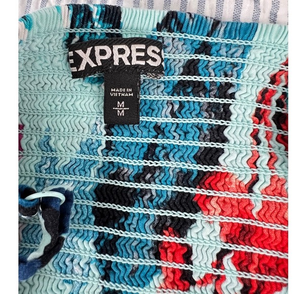 Express Floral Sundress Sleeveless Casual Dress Button Front Blue Pink Size M - Picture 5 of 7